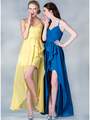 C7751 V-Neckline High Low Dress - Yellow, Alt View Thumbnail