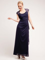 C7771 Sweeping Empire Evening Dress - Navy, Front View Thumbnail