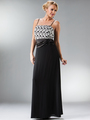 C7773 Black MOB Evening Dress with Lace Bolero - Black, Back View Thumbnail