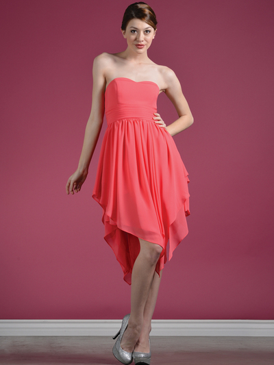 C7789 Layered Cocktail Dresses - Coral, Front View Medium
