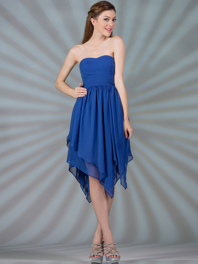 C7789 Layered Cocktail Dresses - Royal Blue, Front View Medium