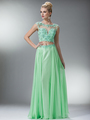 C7942 Perfect Lace Prom Dress - Mint Green, Front View Thumbnail
