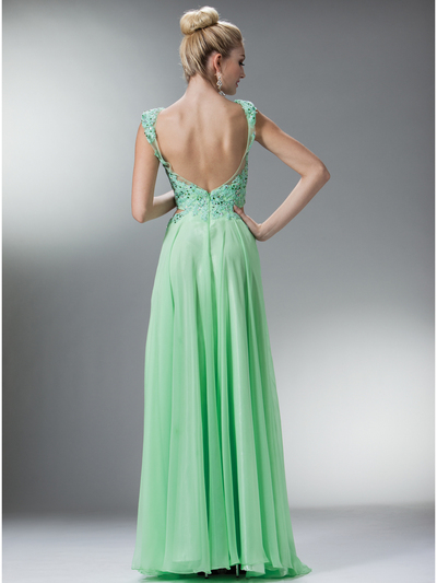 C7942 Perfect Lace Prom Dress - Mint Green, Back View Medium