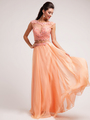 C7942 Perfect Lace Prom Dress - Peach, Front View Thumbnail