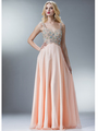 C7943 Blush  A-line Chiffon Prom Dress - Blush, Front View Thumbnail