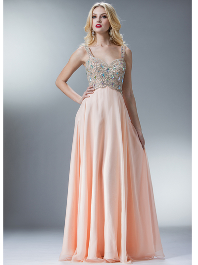 C7943 Blush  A-line Chiffon Prom Dress - Blush, Front View Medium