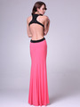 C8110 High Neck Prom Dress with Open Back - Coral, Back View Thumbnail