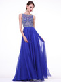 C81247 Sleeveless Embroidery Long Prom Dress - Royal, Front View Thumbnail