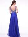 C81247 Sleeveless Embroidery Long Prom Dress - Royal, Back View Thumbnail
