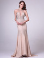 C8704 Strapless Sweetheart Lace Overlay Cocktail Dress - Champagne, Front View Thumbnail