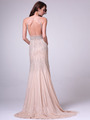 C8704 Strapless Sweetheart Lace Overlay Cocktail Dress - Champagne, Back View Thumbnail