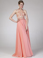 C8705 Two Piece Prom Dress - Coral, Front View Thumbnail