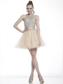 C8804 Two-Piece Short Homecoming Dress - Gold, Front View Thumbnail