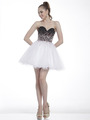 C8805 Black White Sweetheart Homecoming Dress - Black White, Front View Thumbnail