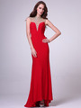C8904 Jeweled High Neck Backless Long Prom Dress - Red, Front View Thumbnail