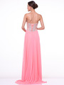 C90344 Strapless Sweetheart Evening Dress with Slit - Salmon, Back View Thumbnail