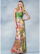 Green and Print Prom Dress