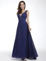 C958 Encrusted V Neck Evening Dress - Navy, Front View Thumbnail