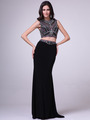 C962 Jeweled Two Pieces Prom Gown - Black, Front View Thumbnail