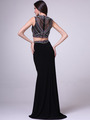 C962 Jeweled Two Pieces Prom Gown - Black, Back View Thumbnail