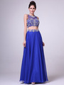 C963 Embroidery Sequin Two Pieces Prom Dress - Royal Blue, Front View Thumbnail