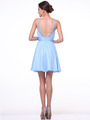 C969 Sparkling Halter Neck Short Prom Dress - Aqua, Back View Thumbnail