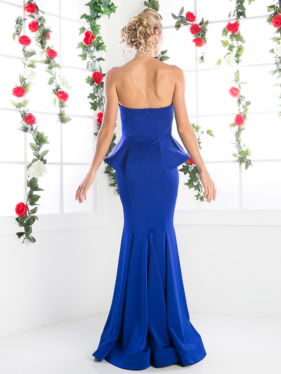 CD-10695 Trumpet Evening Dress with Sweetheart Neckline - Royal, Back View Medium