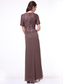 CD-1942 Short Sleeves Beaded Chiffon Mother of the Bride Dress - Brown, Back View Thumbnail