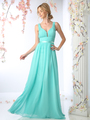 CD-1972 Sleeveless Bridesmaid Dress with Empire Waist - Mint, Front View Thumbnail