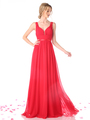 CD-1972 Sleeveless Bridesmaid Dress with Empire Waist - Red, Front View Thumbnail