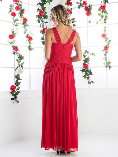CD-3854 Sleeveless Bridesmaid Long Evening Dress - A Red, Back View Medium