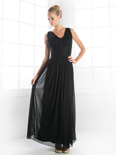 CD-3854 Sleeveless Bridesmaid Long Evening Dress - Black, Front View Medium
