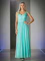CD-3858 Sleeveless Twisted Front Long Bridesmaid Dress - Mint, Front View Thumbnail
