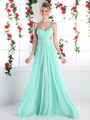CD-5061 Sheer Beaded Strap Evening Dress  - Mint, Front View Thumbnail