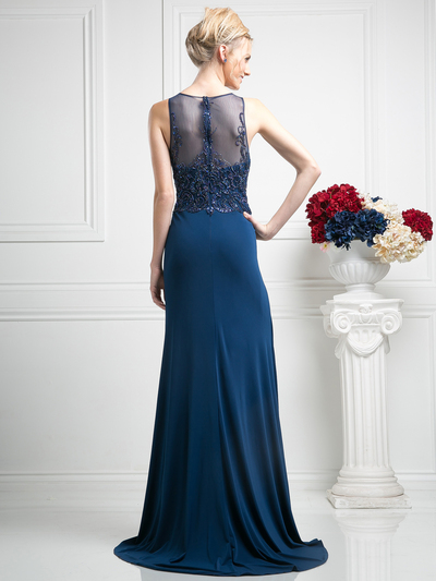 CD-61000 Illsuion Sweetheart Mother of the Bride Dress - Navy, Back View Medium