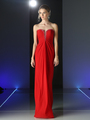 CD-663 Strapless Sweetheart Evening Dress - Red, Front View Thumbnail