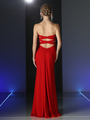 CD-663 Strapless Sweetheart Evening Dress - Red, Back View Thumbnail