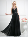 CD-7458 Illusion Sweetheart Evening Dress - Black, Front View Thumbnail