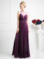 CD-7458 Illusion Sweetheart Evening Dress - Eggplant, Front View Thumbnail