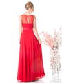 CD-7458 Illusion Sweetheart Evening Dress - Red, Back View Thumbnail