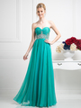 CD-7664 Strapless Sweetheart Embellised Evening Dress - Green, Front View Thumbnail