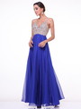 CD-7910 Embellished V-Neck Chiffon Evening Gown  - Royal, Front View Thumbnail