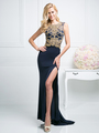 CD-82513 Sleeveless Embellished Cutout Back Evening Dress  - Navy, Front View Thumbnail