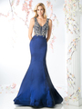 CD-8788 Trumpet Gown with Sparkle Detailing - Blue, Front View Thumbnail