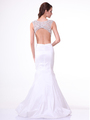 CD-8788 Trumpet Gown with Sparkle Detailing - Off White, Back View Thumbnail