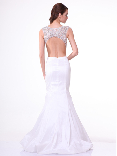 CD-8788 Trumpet Gown with Sparkle Detailing - Off White, Back View Medium