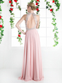 CD-8915 Halter Beaded Top Prom Evening Dress - Blush, Back View Thumbnail