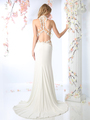CD-8927 Floral Applique High Neck Bridal Gown - Off White, Back View Thumbnail