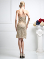 CD-8931 Strapless Cocktail Dress with Rosette Applique Design - Gold, Back View Thumbnail