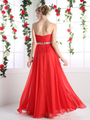 CD-970 Strapless Sparkling Jeweled Prom Dress - Red, Back View Thumbnail